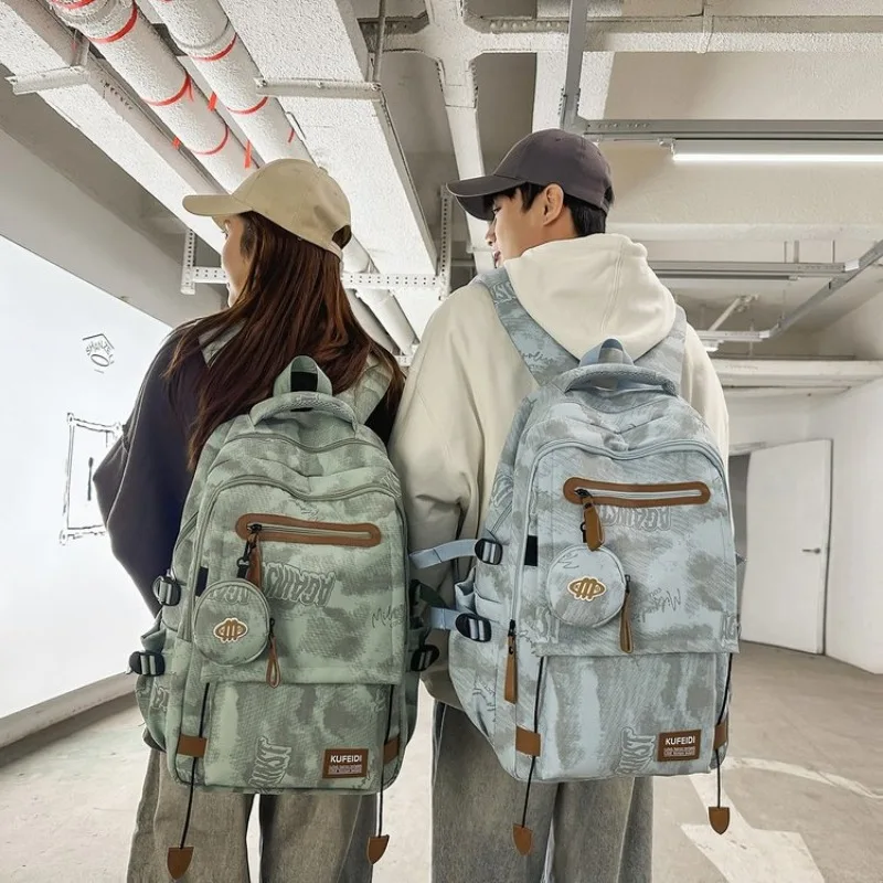 

High Quality Nylon Backpack Women Men Large Capacity School Bag Tie-dye Graffiti Print Laptop Rucksack Waterproof Travel Bag