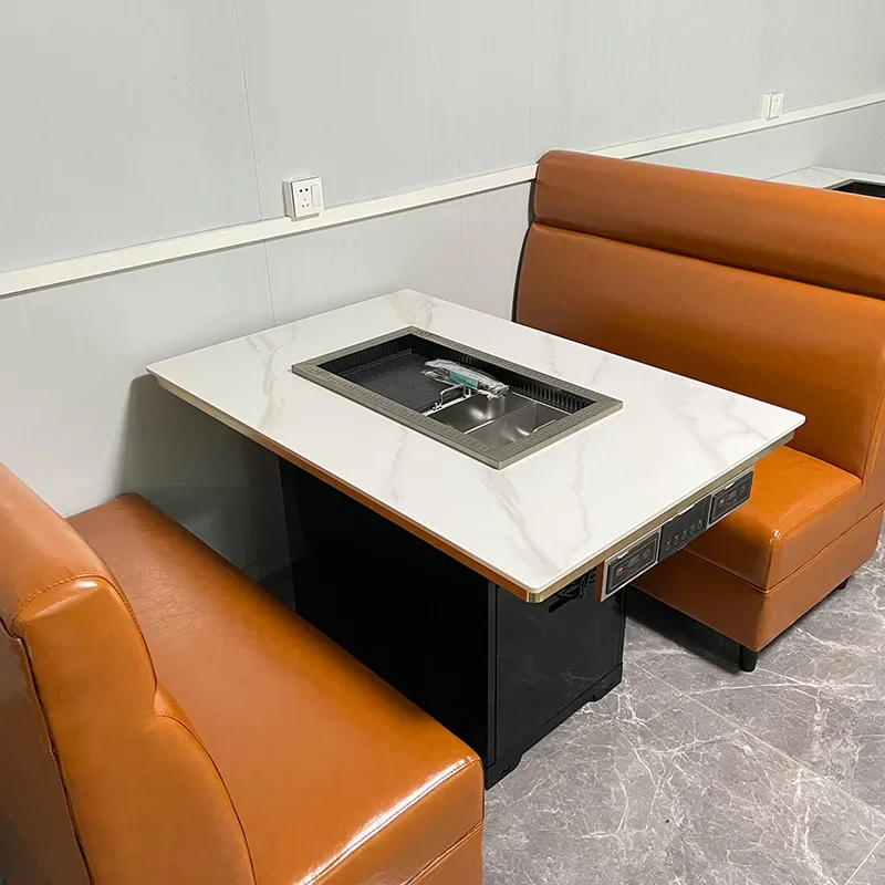 

zz Restaurant Furniture Insulated Electric Hot Pot Table Smokeless Hot Pot Table Set Customized Table and Chair Set