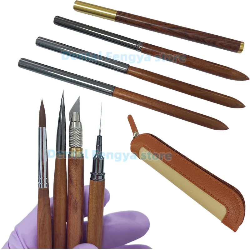 1 Set Dental Lab Porcelain Brush Glaze Pen Multi-Function Carving Wax Knife Contour Trimming Knife For Denture Restoration