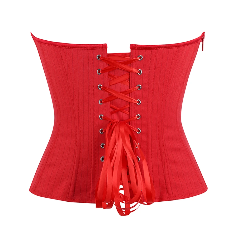 Becirzet Damen Overbust-Korsett mit Reißverschluss, gestreift, Schnür-Bustier, Taillenformer, Bauchkontrolle, Shapewear, Oberteil für Bürodamen – Detail 26
