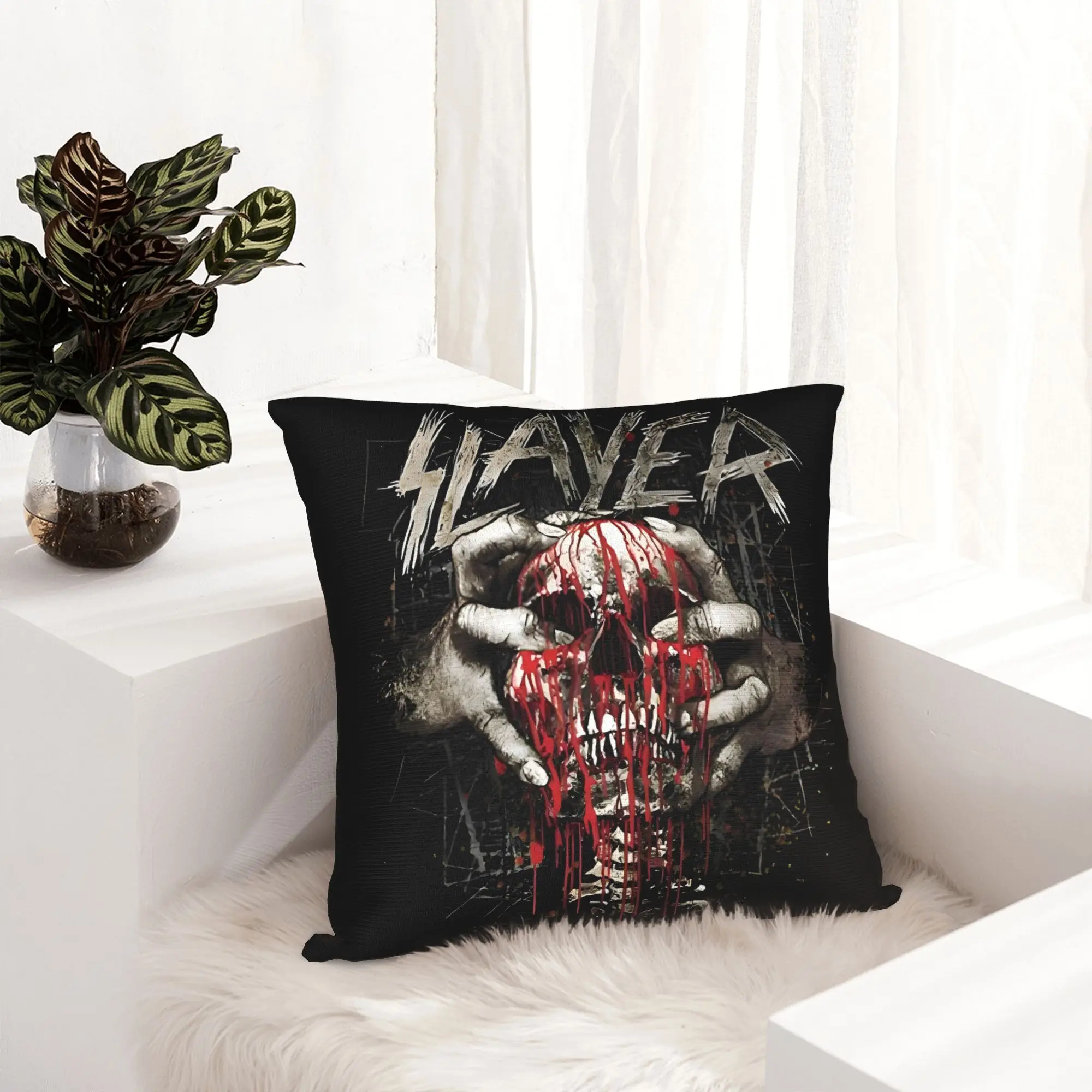 Vintage S-Slayers Skull Pillow Case Living Room Decoration Nordic Rock Outdoor Cushions Square Pillowcase
