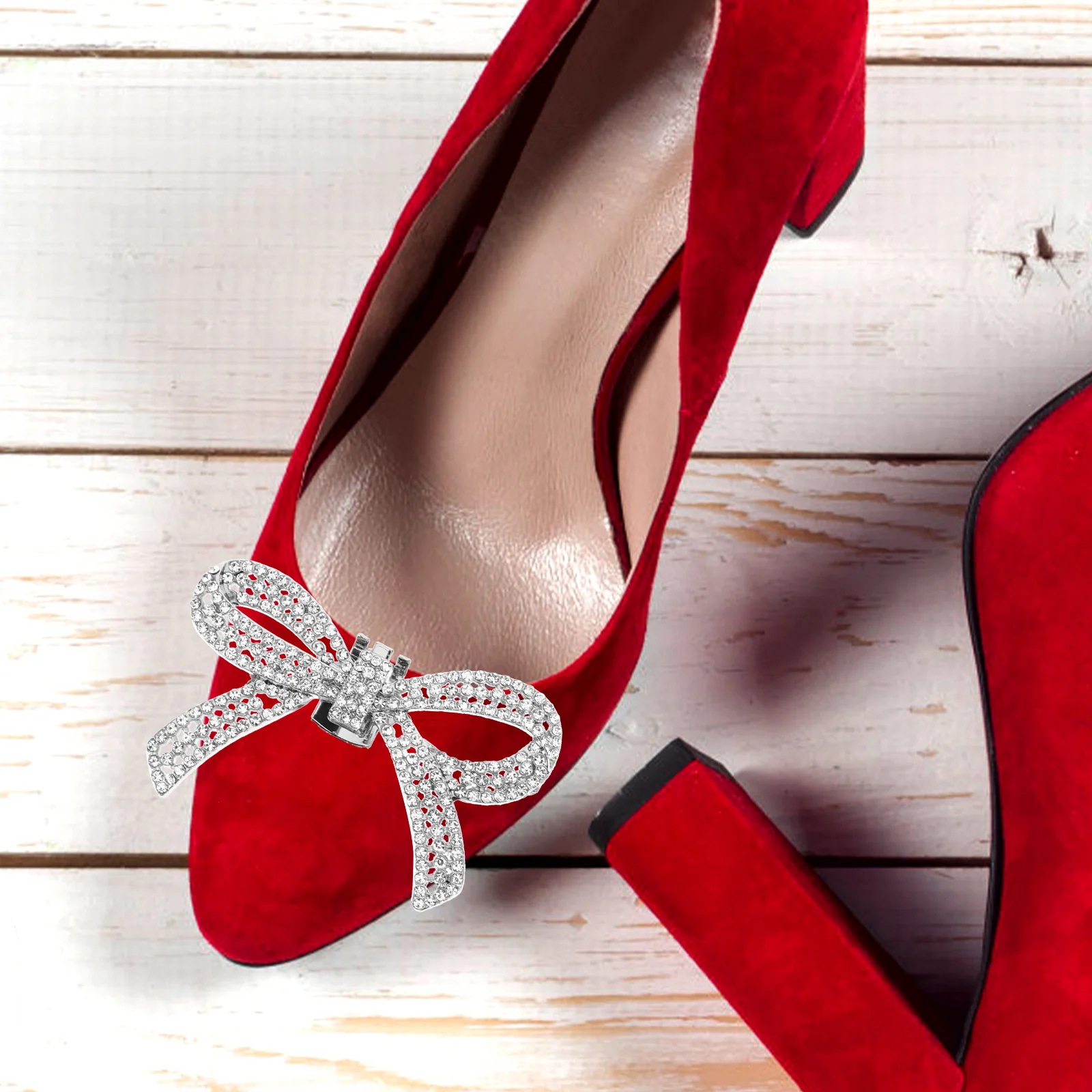 

1 Pair Rhinestone Shoe Clips Bow Decorative Buckles For Wedding Party High Heels Women Removable Shoe Accessories
