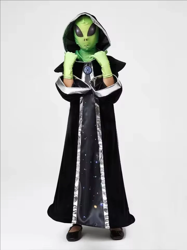 New Green ET Alien Lord Costume Cosplay For Evil Witch Horror Scary Mask Suit Halloween Costume For