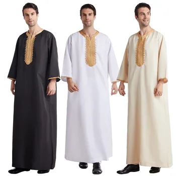 Uomo abito lungo Eid uomo musulmano Kimono Jubba Thobe modesto islamico Dubai saudita Abaya preghiera Abaya caftano Ramadan marocco vestito 2024