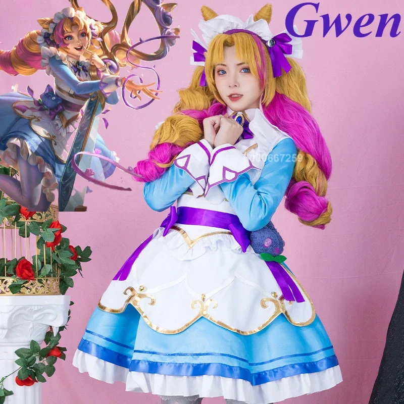 Traje de Cosplay de League of Legends/LOL Gwen Game, Anime Cafe Cutie, dulce vestido de Lolita, traje de sirvienta para mujeres y niñas