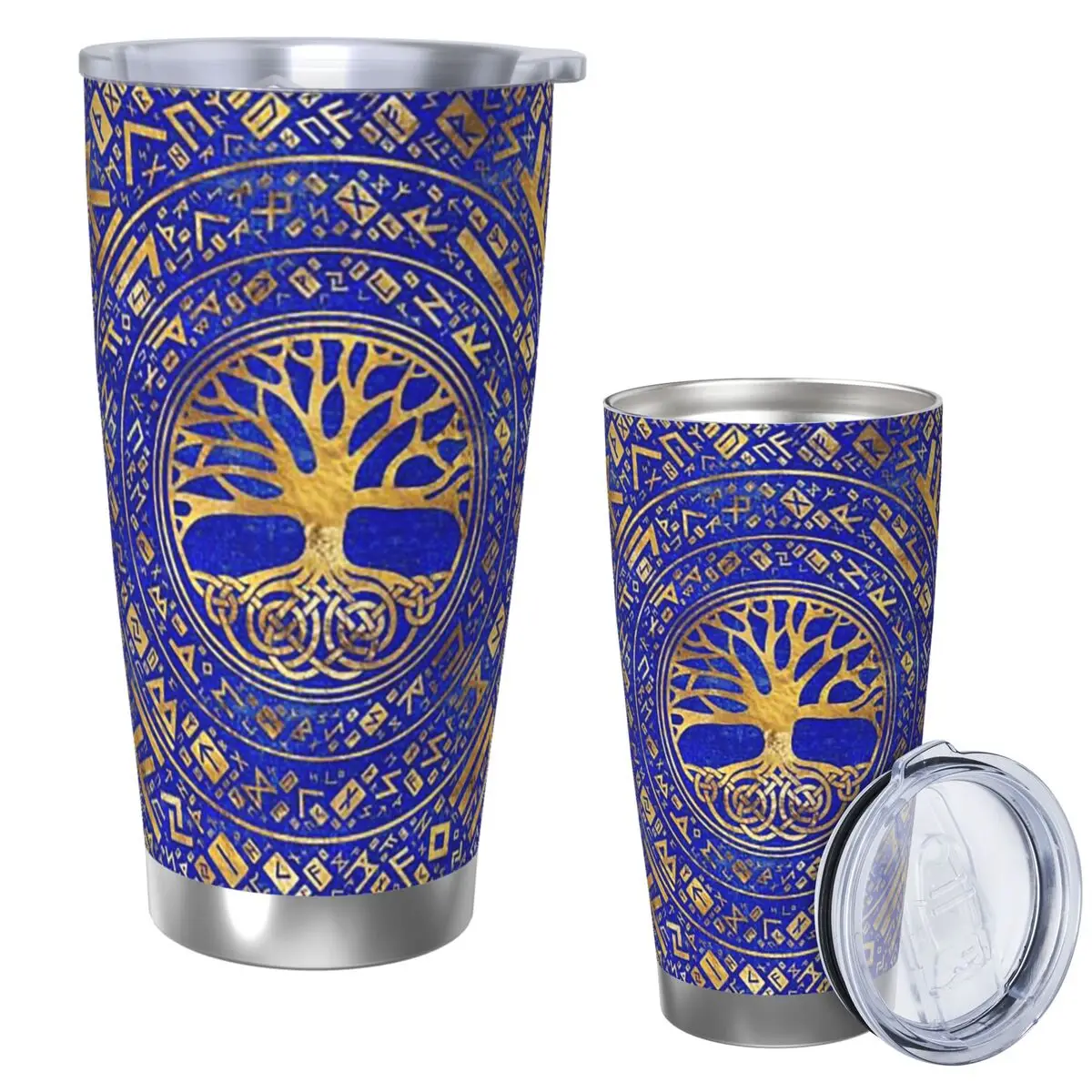 

Древо жизни Yggdrasil Lapis Lazuli Стакан из нержавеющей стали, кружки с вакуумной изоляцией, термохолодные соломинки для бутылок с крышкой, 20 унций