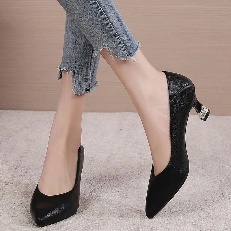 

Spring and Autumn Office Pointed Toe With Medium Heels Women's Shoes Chic Point Korean Style On Promotion 39 Casual Ladies Pumps