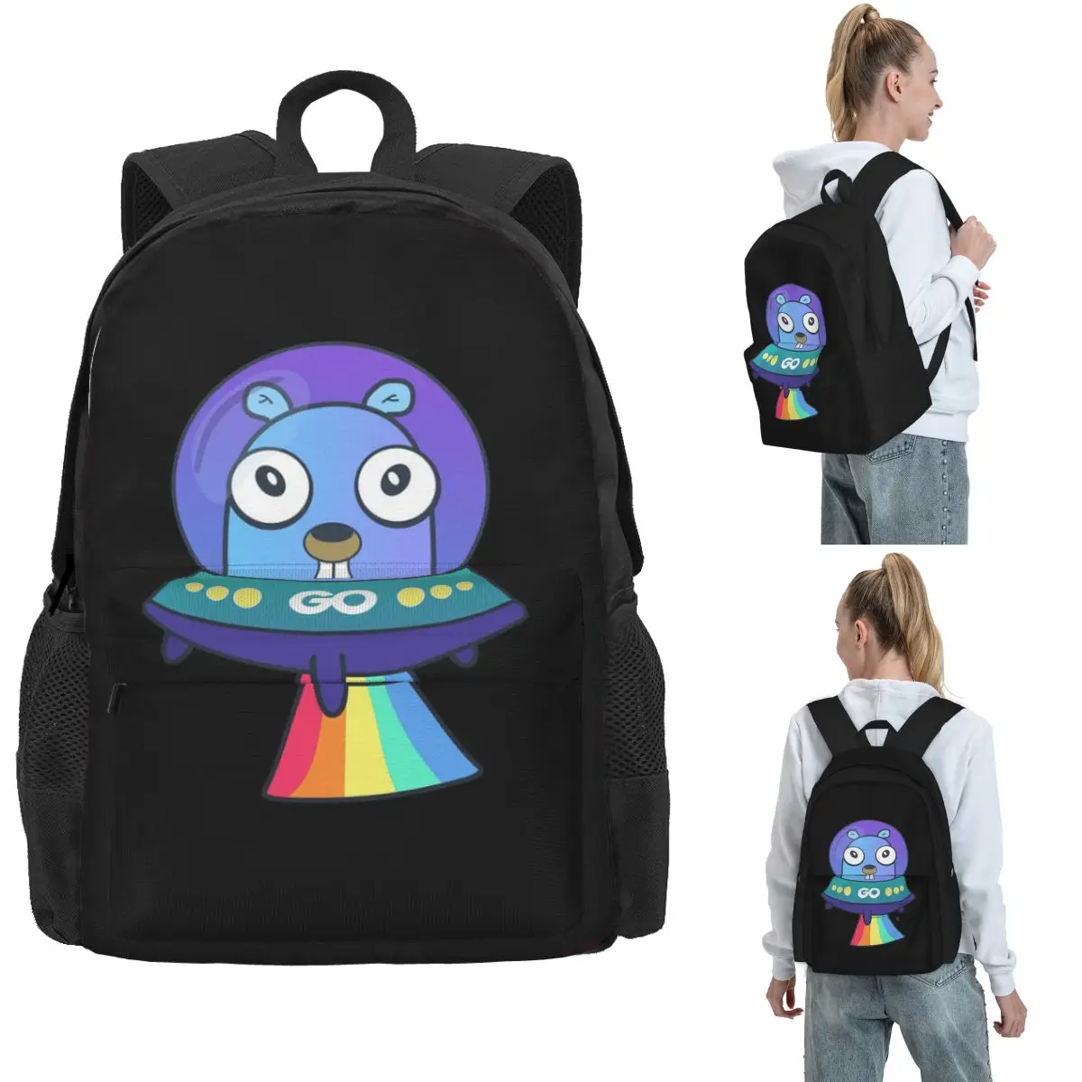 

Golang Gopher Like Alien Backpack Hot Sale Daypack Large Capacity Boys Girls BookBag School Bag Shoulder Bags for Men Women