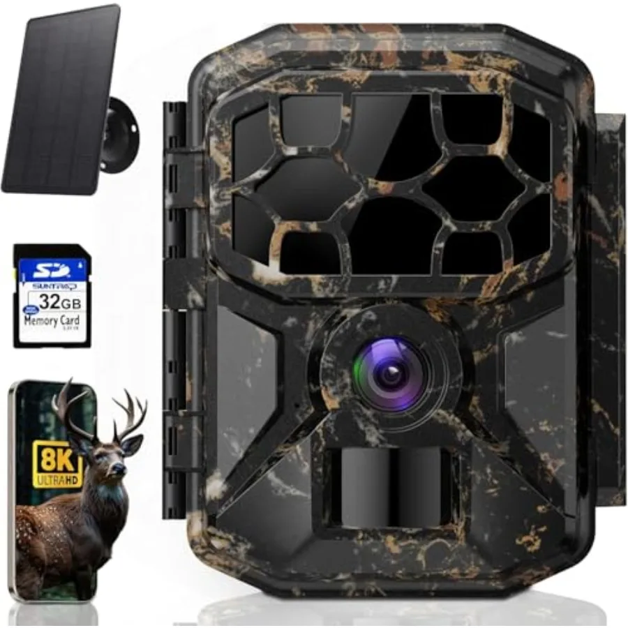 Solar Powered Wildlife Monitoring Trail Camera 8K 60MP