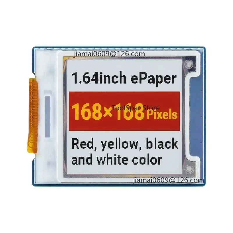 1.64inch Square E-Paper Module 168x168, 4-Color Red/Yellow/Black/White Display SPI