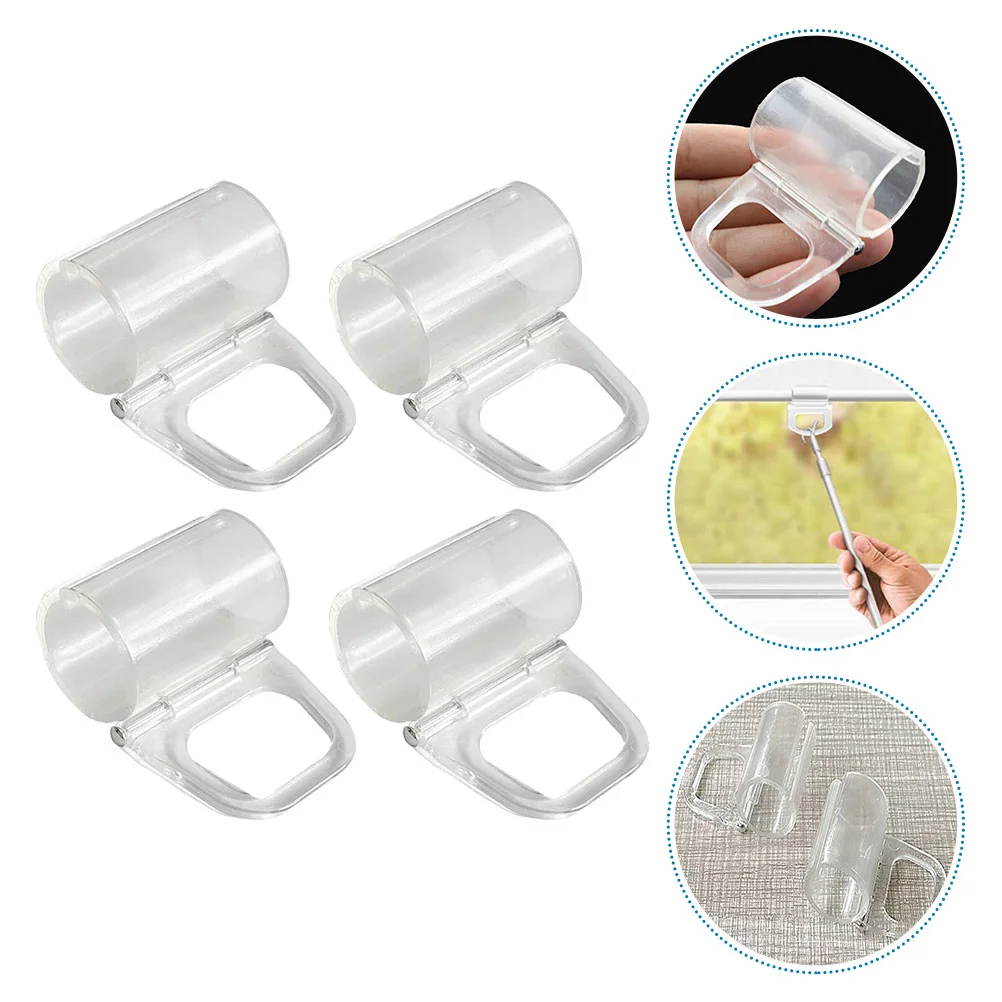 4 Pcs Folding Curtain Hook Handle Home Valance Clips Fixing Window Blinds Plastic Automatic Retainer Pull Horizontal Decorative