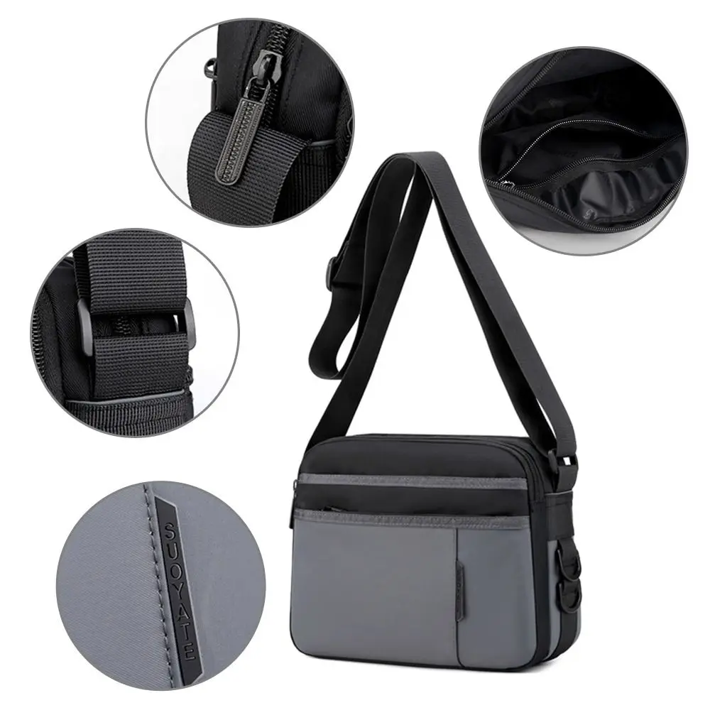 Men\'s Nylon Shoulder Bag New Multilayer Lightweight Travel Knapsack Large Capacity Wear-resistant Business Crossbody Bag