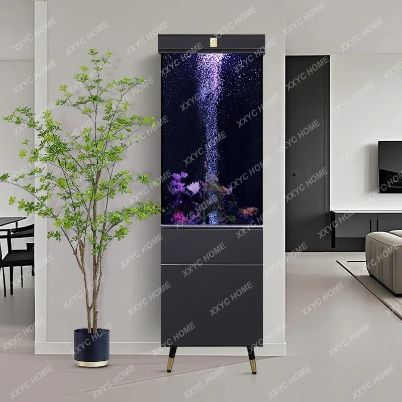 

L Vertical fish tank living room ultra-white glass bottom filter integrated three-dimensional vertical aquarium with cabinet