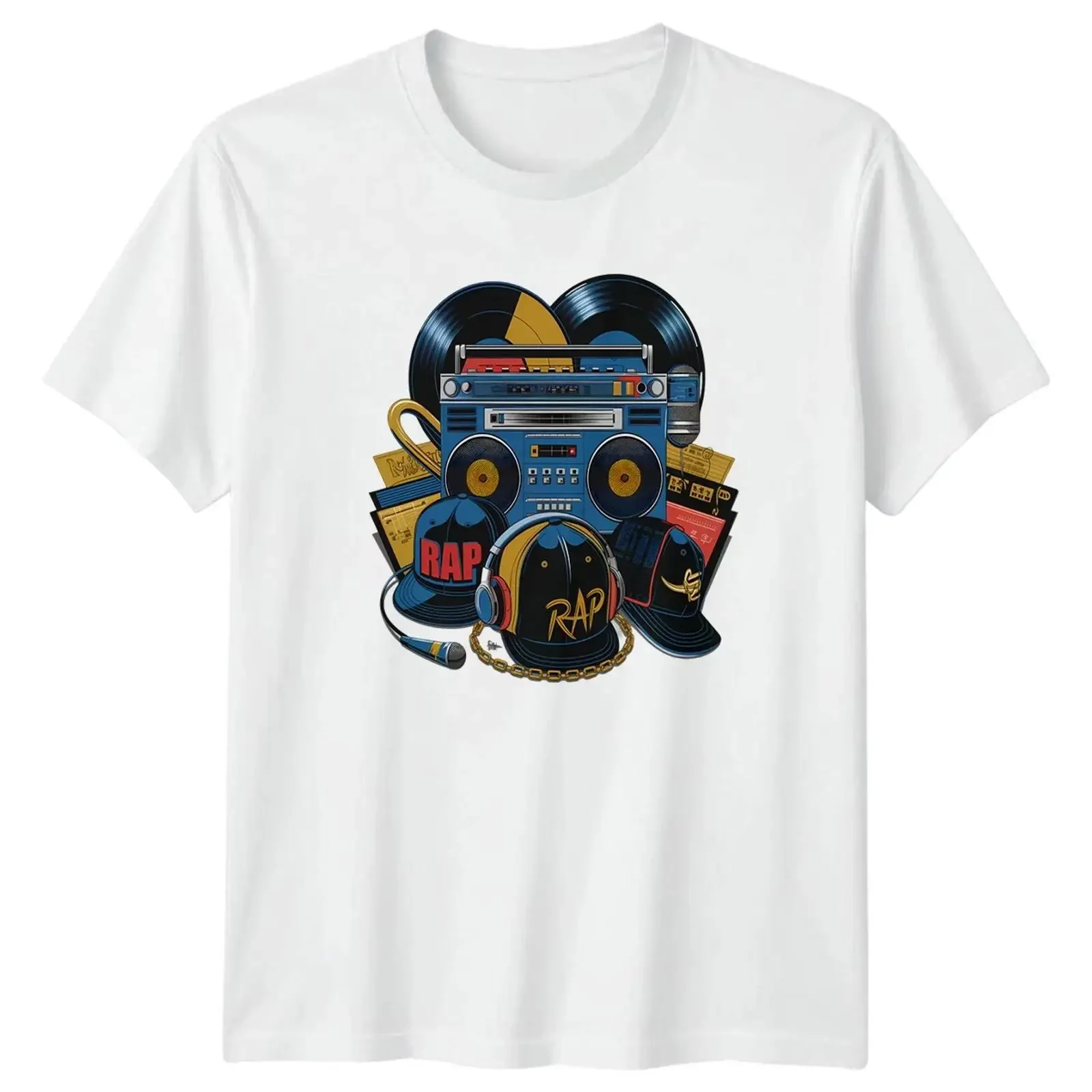 Camiseta estilo hip hop retro de la vieja escuela, con diseño de Ghettoblaster, para culturistas de la música, ideal para cumpleaños, estilo vintage, lavada, para uso diario.