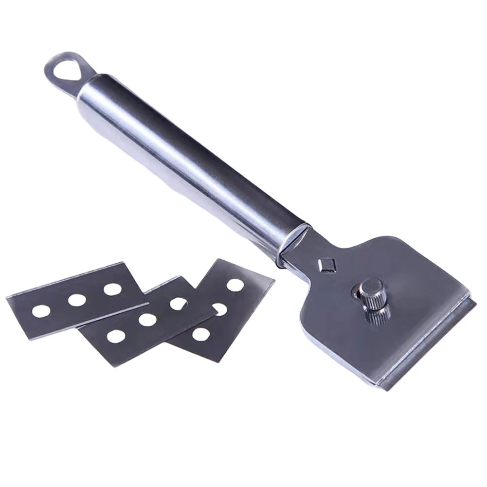 مكشطة زجاجية مريحة من الفولاذ المقاوم للصدأ مع شفرات قابلة للاستبدال لتعزيز كفاءة التنظيف في الاستخدام المنزلي #1