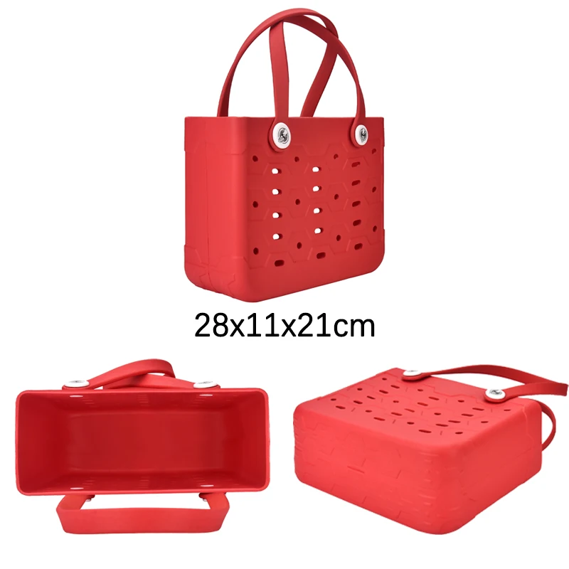 Beach Bag Fashion EVA Waterproof Rubber Picnic Storage Basket Travel Shopping Handbag Women Shoulder Solid Color Tote Bag image 3