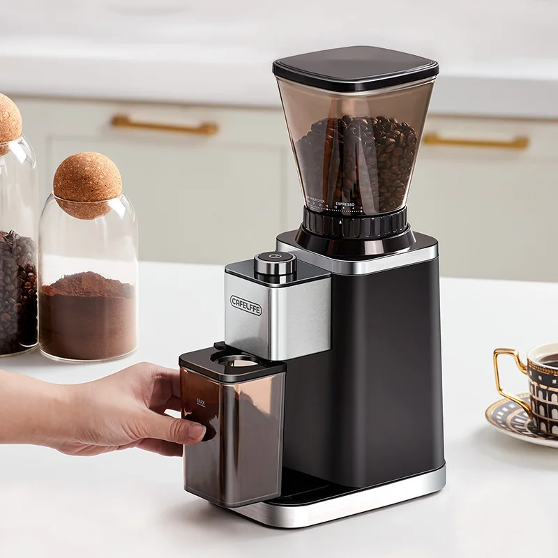 Cafelffe-Electric Smart Burr Mill, Coffee Bean Grinder with 48 Grind Settings, Fully Automatic Grinder, Adjustable Grinding