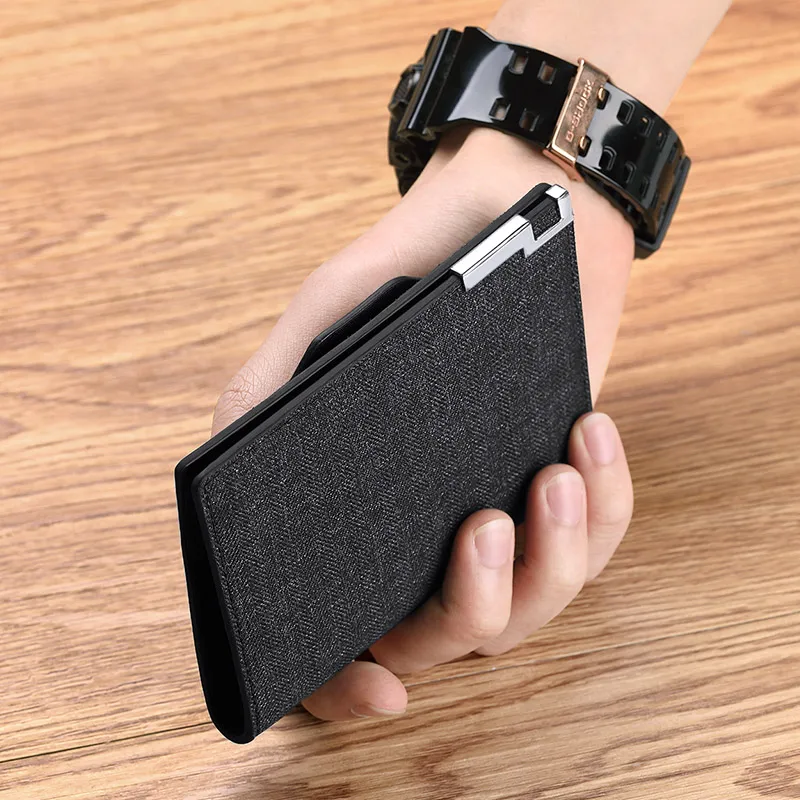 Casual men's wallet, fashionable canvas card bag, short and lightweight ID clip, personalized card holder