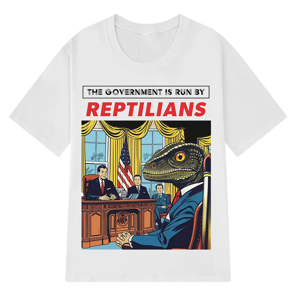 الحكومة تشغيل الزواحف مضحك تي شيرت تقليدي الرجال النساء Harajuku المتضخم تي شيرت قصيرة الأكمام القطن تي شيرت غير رسمي #2