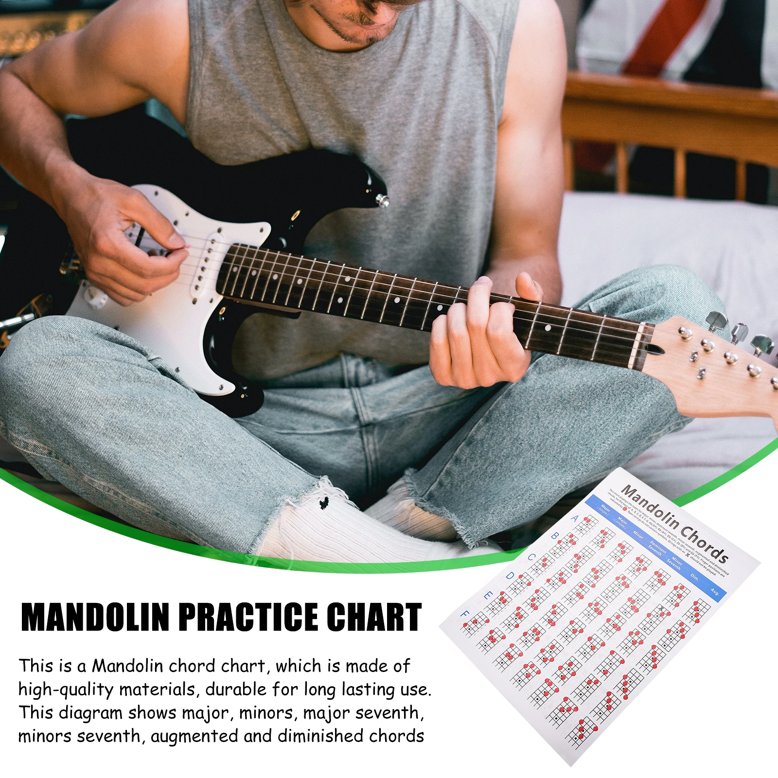 

1Pc Mandolin Chord Chart Lightweight Mandolin Fretboard Notes Easy Chord Reference Musical Instrument Supplies