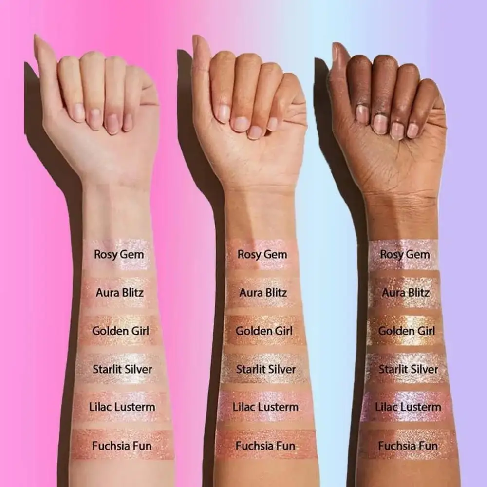 Sombra de gelatina vegana misturável, iluminador leve e brilhante, brilho de cristal, maquiagem de marca própria