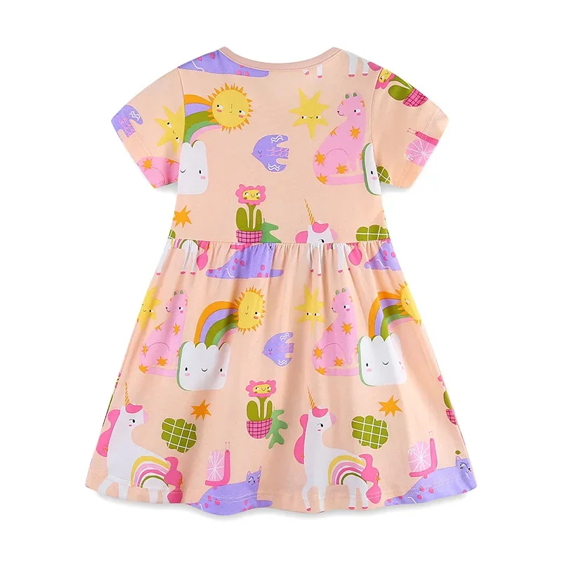 Summer Girls Dress Cartoon Unicorn Print Princess Dress Children Clothes Cute Baby Girls Dresses 2-7Years