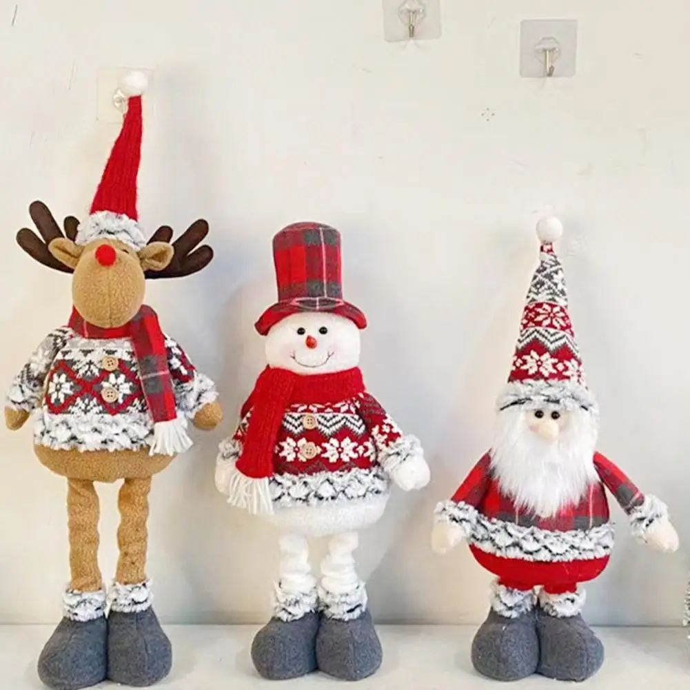 

Festive Plush Toys Christmas Plush Toys Retractable Leg Christmas Plush Dolls Standing Santa Claus Snowman Reindeer for Home