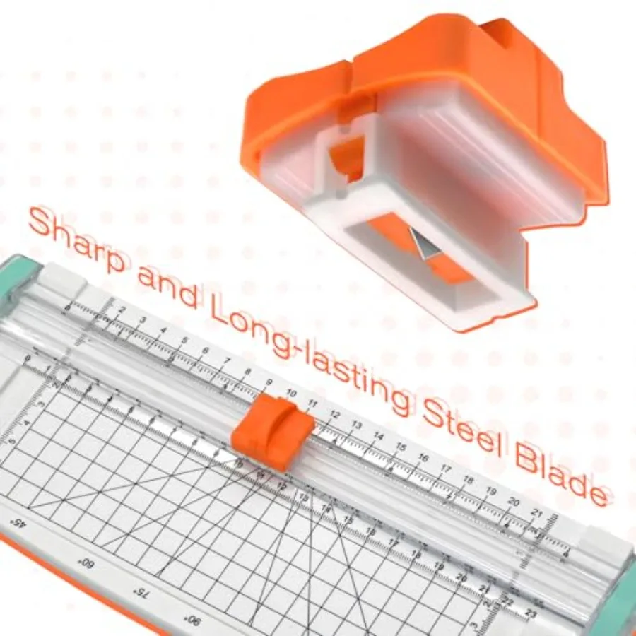 شفرة بديلة لقطع الورق مكونة من 8 قطع مع صندوق تخزين بلاستيكي لتصميم أدوات تشذيب الورق مقاس A4 A5 باللون البرتقالي #3