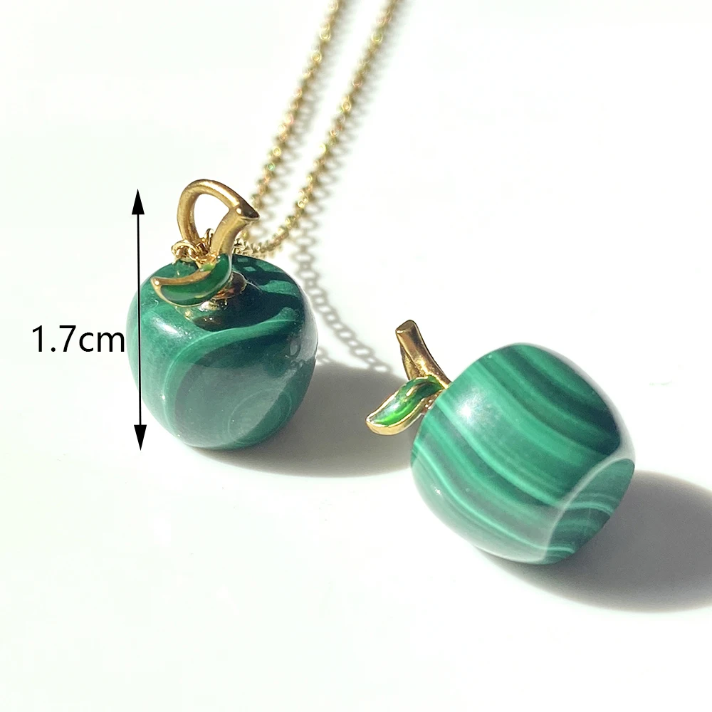 Mini Malachite Apple Pendants, Reiki Crystal, Healing Gemstone, Fruit Statue, Carving Figurine, Jewelry Anniversary