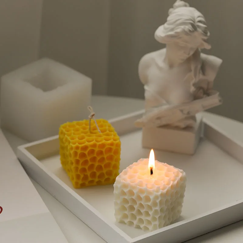 

New Honeycomb Cute Block Silicone Candle Mold Aromatherapy Gypsum Soap Resin Chocolate Cake Baking Mould Candle Making Supplies