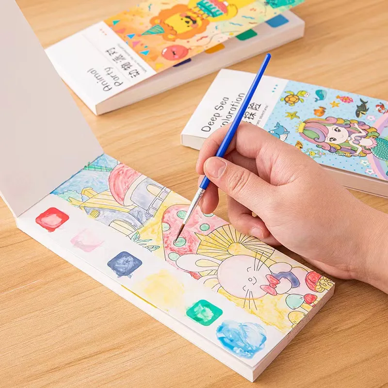 20 Seiten + 2 Stifte Aquarell Bilderbuch Kindergarten farbige Graffiti Aufklärung Notiz Bilderbuch