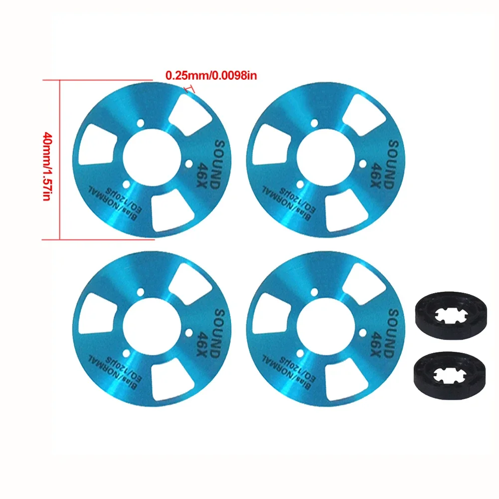 Blank Cassette Tape Aluminum Reel To Reel Blank Cassette Tape DIY Homemade 4 Reels + 2 Wheel for Audio Music Recording