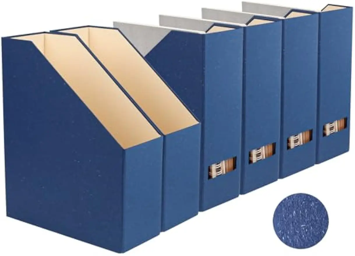

6-Pack Cardboard Magazine Holder, File Organizer for Office Home Classroom Storage in Classic Blue