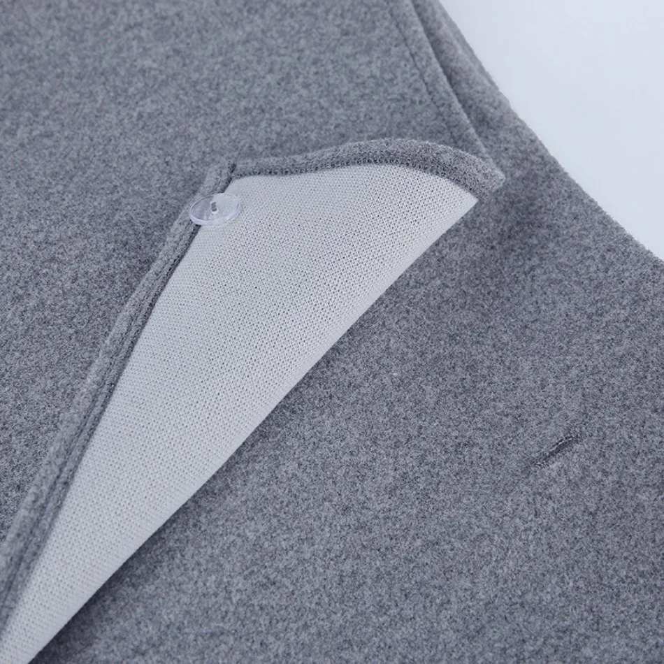 Herbst Winter Neue Damen-Pendlerkleidung Grauer Woll-Midirock Eleganter Hochtaillierter Knopf-Schlitzrock für Damen – Detail 27