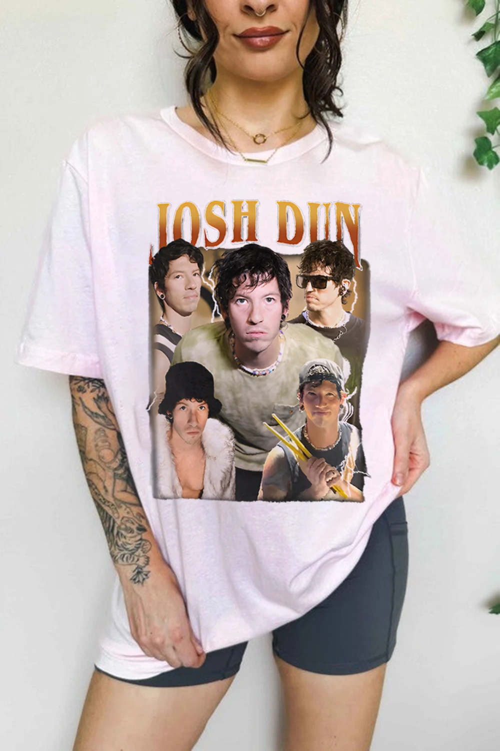 Limited Josh Dun Vintage T-Shirt Oversized Y2K Cotton Men Women Drummer Gift for Woman Man Unisex T-shirt Female Male Clothing
