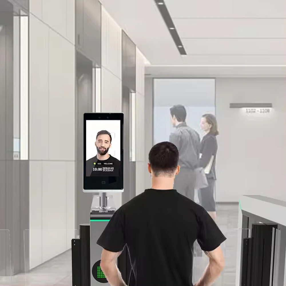 指紋認証フェイスマシン、手のひら静脈カードアクセス制御、パスワードアクセス、オールインワンアテンダント、メーカー、8インチ