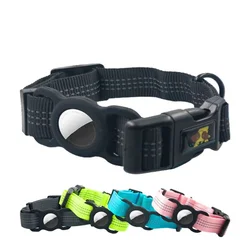 Fashion Dog Collar With Apple Airtag Case Nylon Pet Collar Reflective Soft Anti-lost Tracking Collar Dog Supplies Suit For Dog