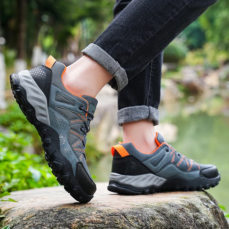 New Summer Climbing Trekking Sneakers for Men Breathable Outdoor Hiking Men\'s Sports Shoes Man Big foot mesh off-road Boots