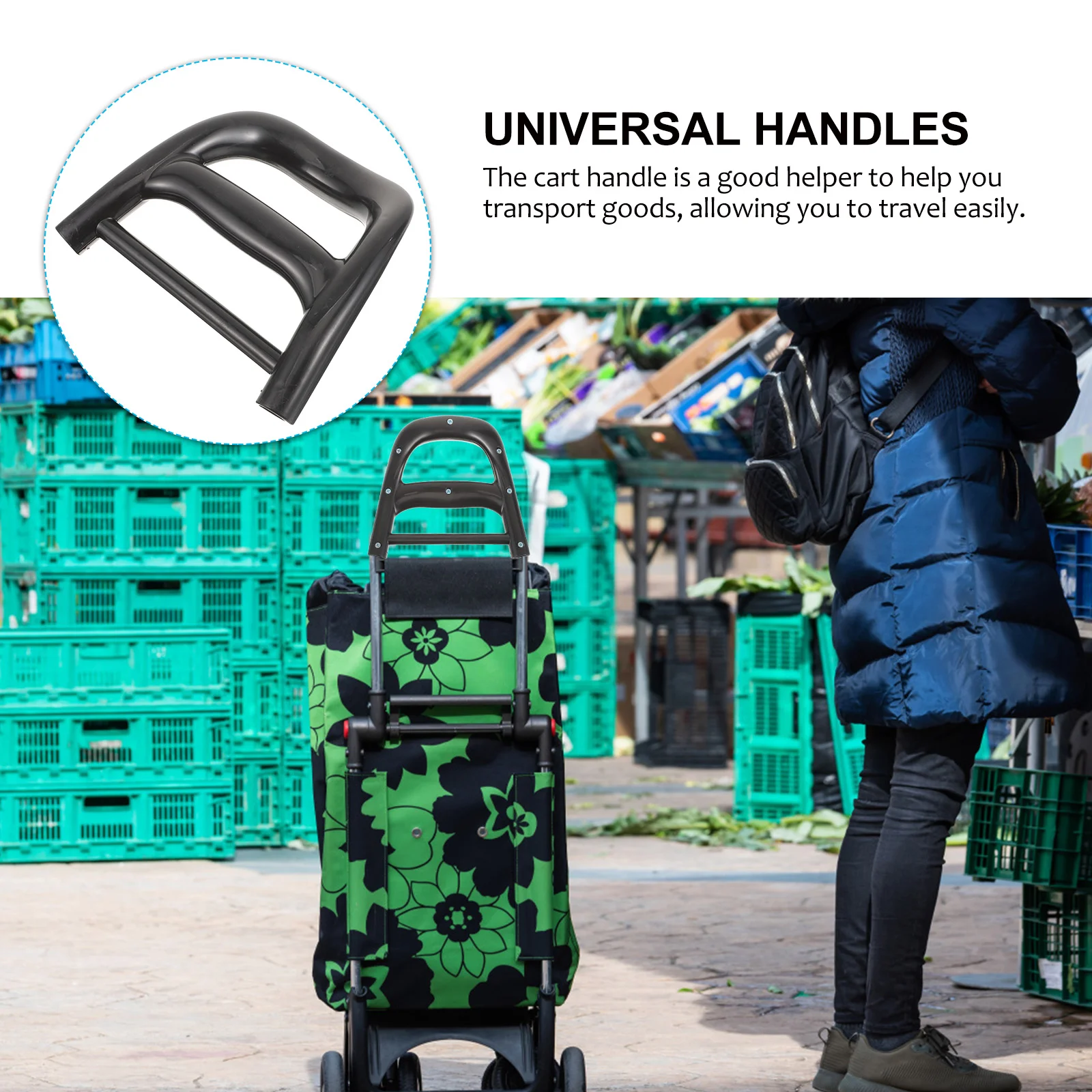 Pegangan keranjang belanja suku cadang pengganti pegangan troli Aksesori dapat diganti gagang tugas berat plastik Universal tahan lama