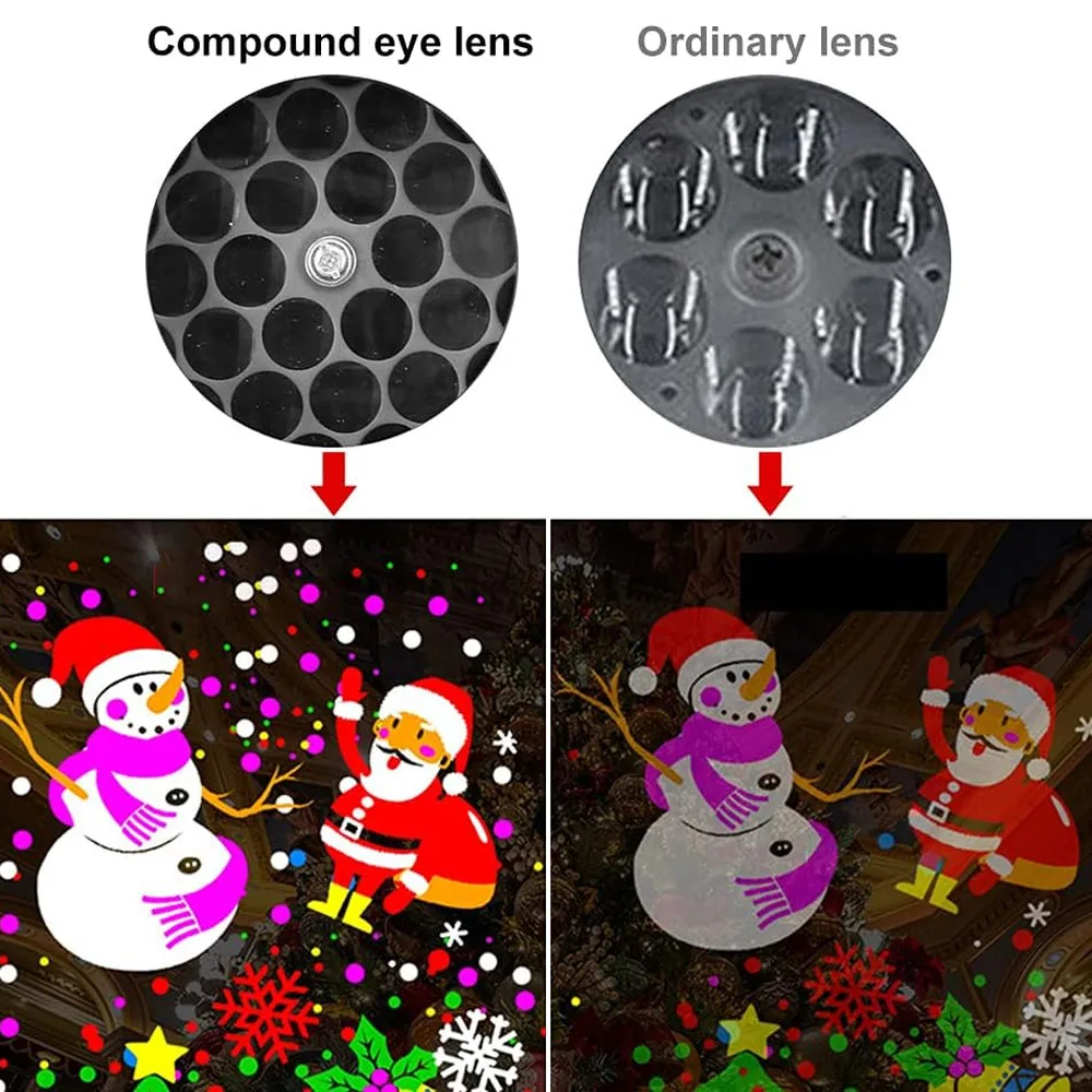 16 Pattern Christmas Projector Lights Outdoor/Indoor Holiday Projection LED Night Lamp for Home Xmas 2027 New Year Party Decor