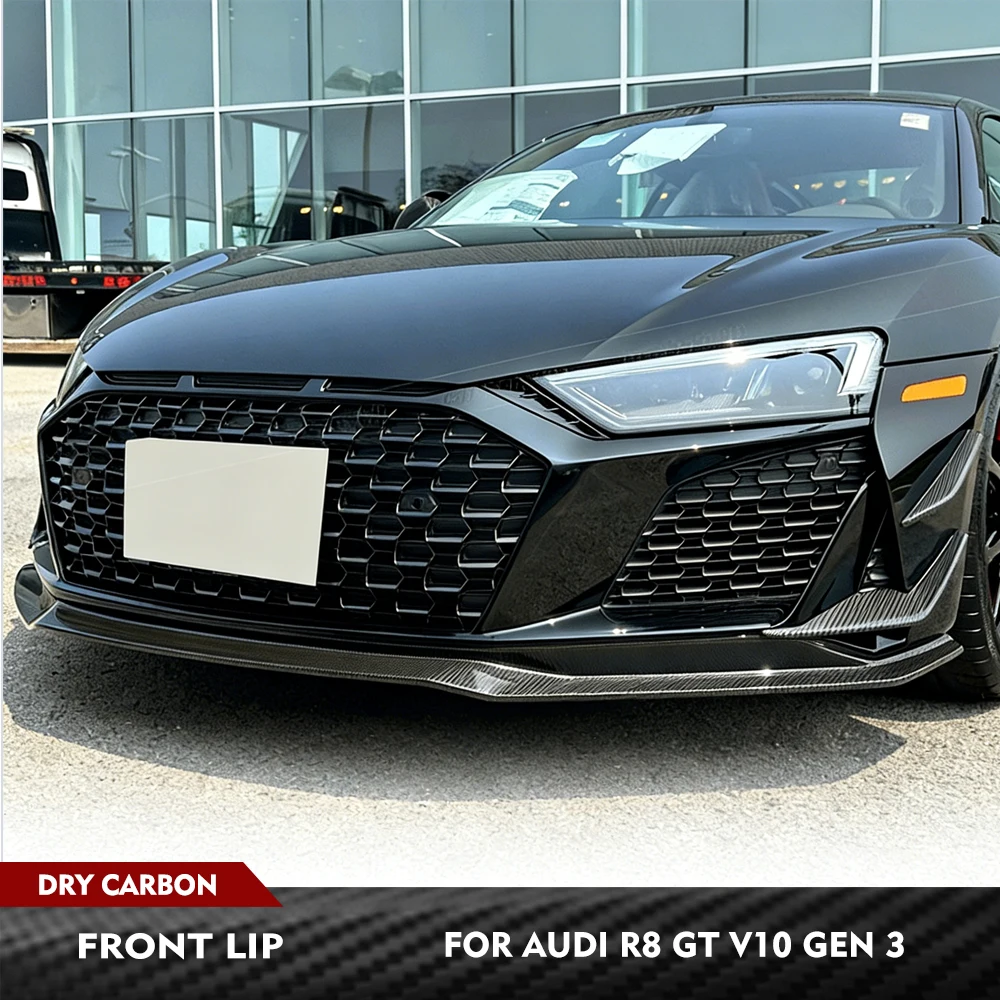 

For Audi R8 V10 GT Performance Coupe 2023 Gen 3 Dry Carbon Car Front Bumper Lip Spoiler Car Racing Body Kit Guard Chin Splitters