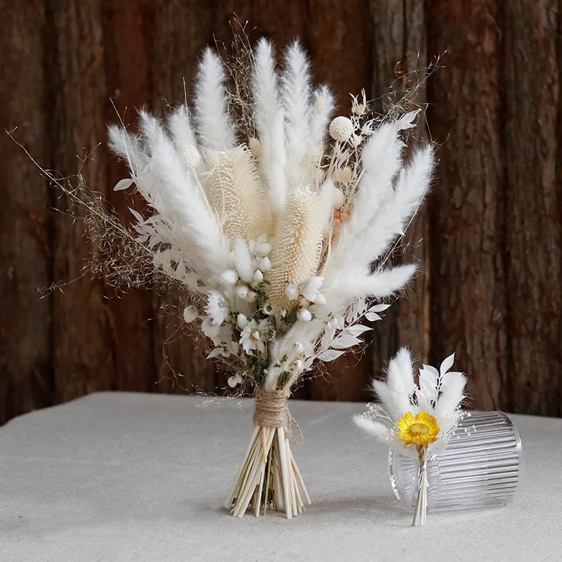 Natural Seco Pampas Grass Phragmites, Buquê de flores secas para casamento, Arranjos florais, Boho Home Decor, Buquê, Decoração do lar