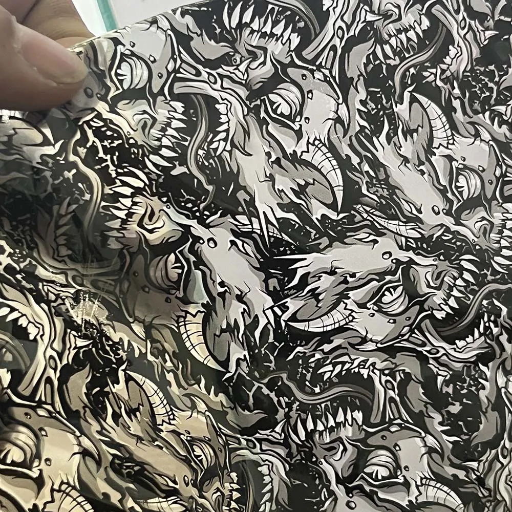 2M X 50CM Water Transfer Printing Film Head of Devil Pattern Hydrographic Film for DIY Hydrographics