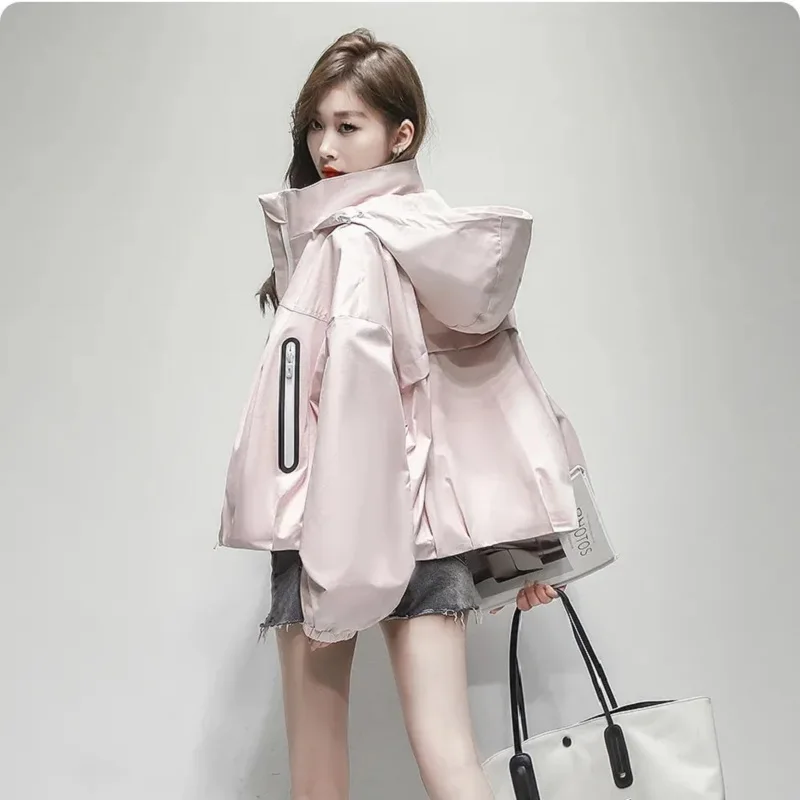 Charge Jacket Womens Clothing Spring Autumn 2024 New Fashion Casual Windbreaker Coat Short loose Trench Coats Female Hooded Top