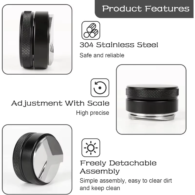 موزع القهوة المحمول 3 منحدرات بزاوية أدوات توزيع الاسبريسو من الفولاذ المقاوم للصدأ لمرشح القهوة 51 مم 54 مم 58 مم