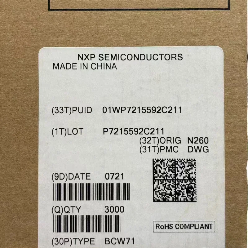 30pcs BCW71 NPN General Purpose Transistor, 45V, 100mA, 250mW, SOT-23