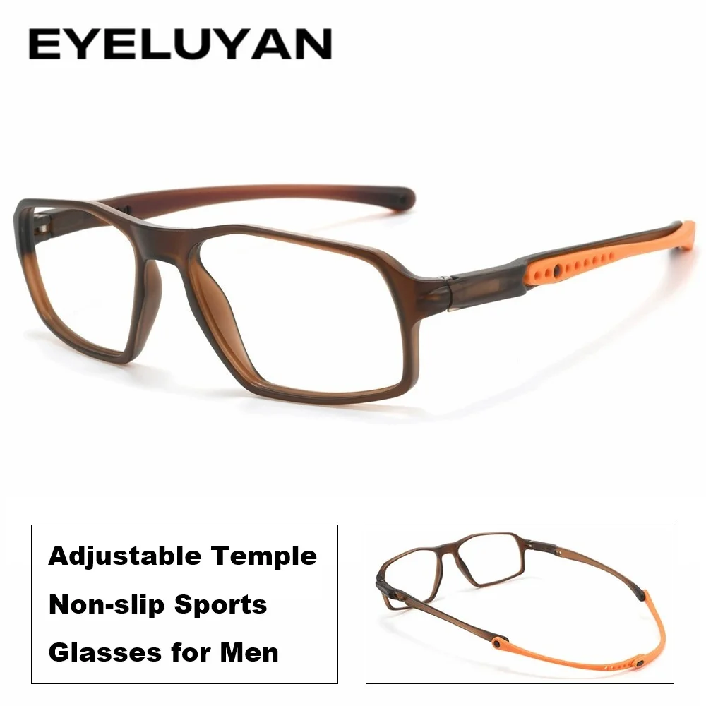 

Flexible Eyeglass Frames, Adjustable Temple Non-slip Sports Glasses for Men Lightweight Optical Frame, Daily Wear & Sports