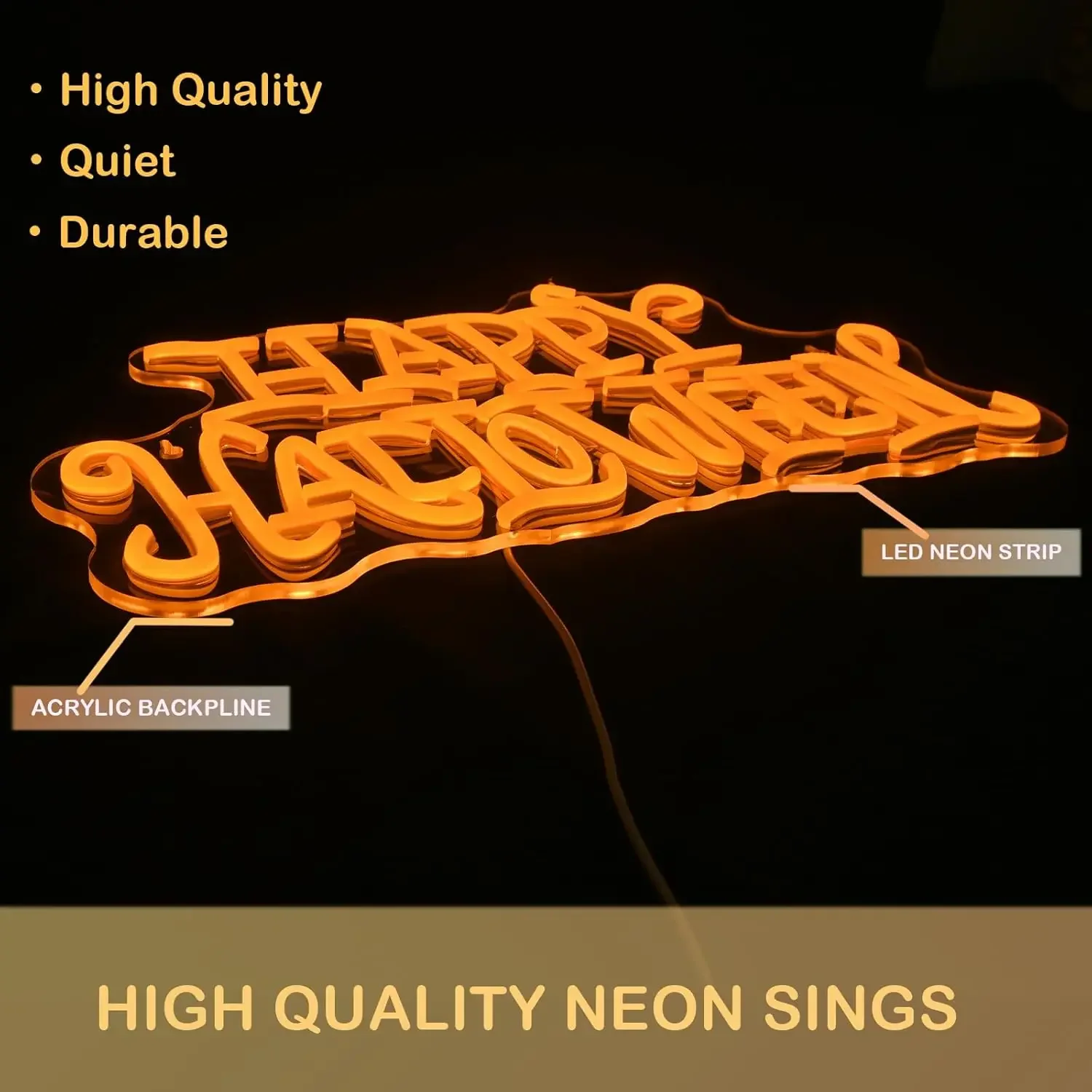 HAPPY HALLOWEEN Neon Light Sign Adjustable Brightness LED Neon Sign for Party Home Office Desk Stand Tabletop Decor Gift USB