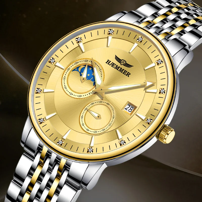 

HAEMMER Automatic mechanical watch Men's business watch Stainless steel Men's classical style waterproof
