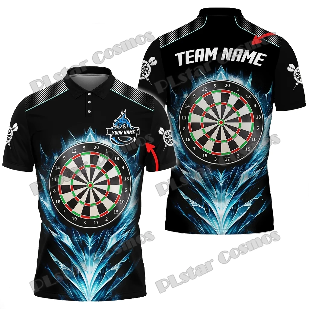 

PLstar Cosmos Darts Dragon On Night Color Options Personalized Name 3D Print Premium Men's Polo Shirt Summer Casual Shirt POL202